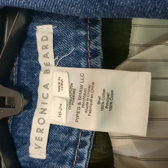 Veronica Beard Olive Green Corduroy Blazer With Denim Insert 16 - Picture 7 of 7